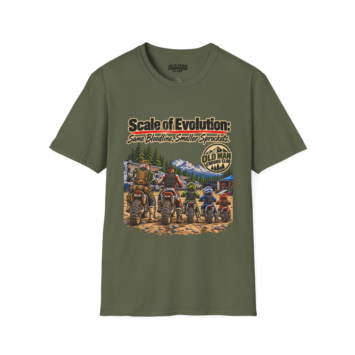 Scale of Evolution ATV Riders T-Shirt – "Same Bloodline, Smaller Sprockets" Off-Road Graphic Tee