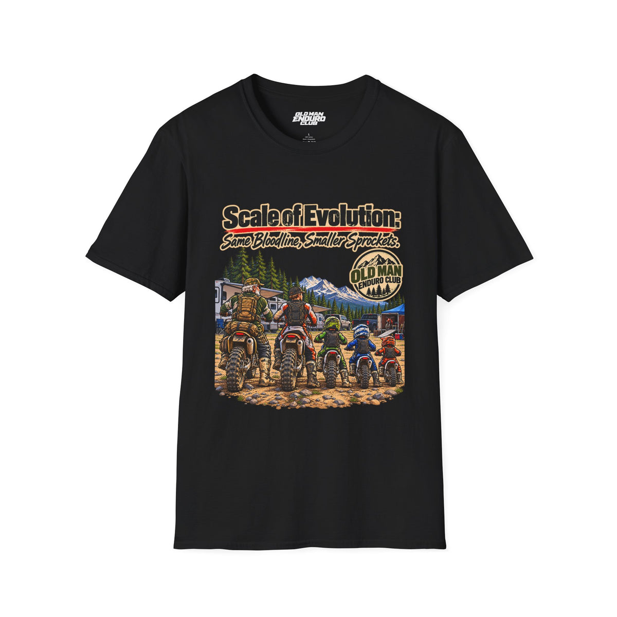 Scale of Evolution ATV Riders T-Shirt – "Same Bloodline, Smaller Sprockets" Off-Road Graphic Tee