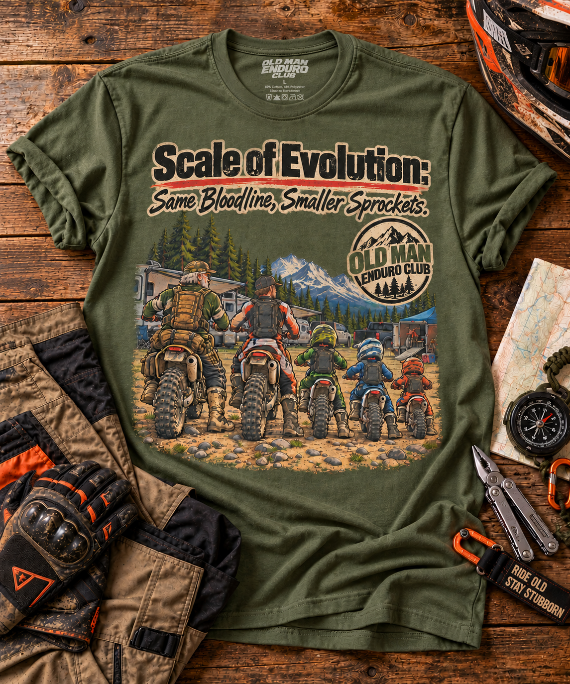 Scale of Evolution ATV Riders T-Shirt – "Same Bloodline, Smaller Sprockets" Off-Road Graphic Tee