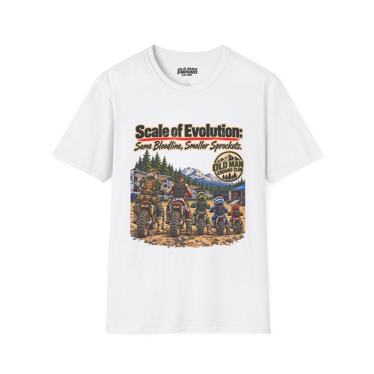 Scale of Evolution ATV Riders T-Shirt – "Same Bloodline, Smaller Sprockets" Off-Road Graphic Tee