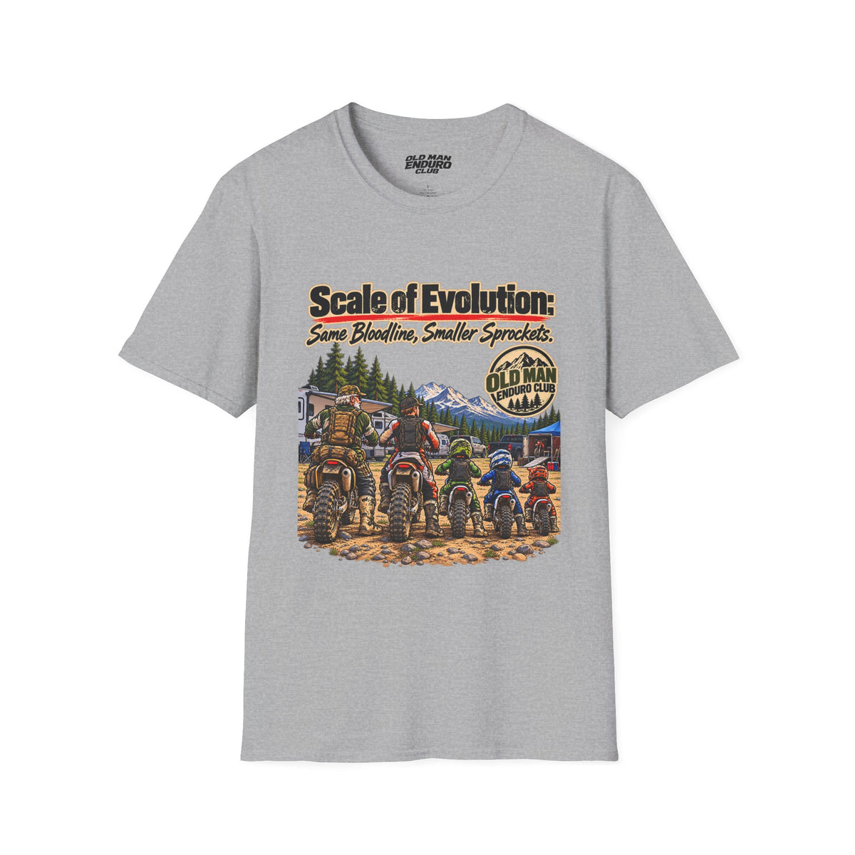 Scale of Evolution ATV Riders T-Shirt – "Same Bloodline, Smaller Sprockets" Off-Road Graphic Tee